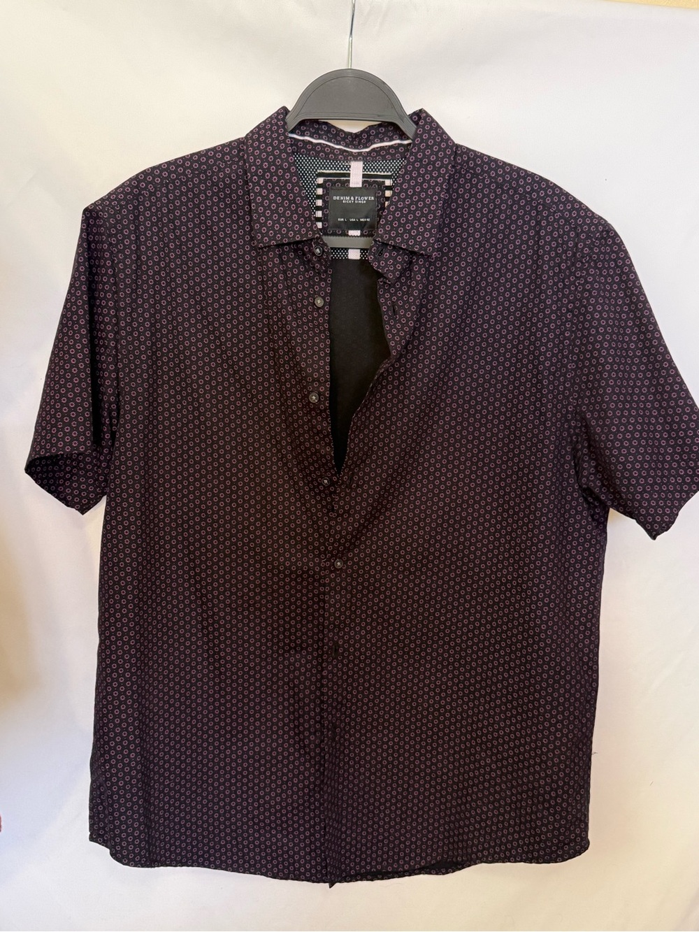 Denim & Flower Men's Short-Sleeve Button-Down Shirt - Deep Purple Microprint